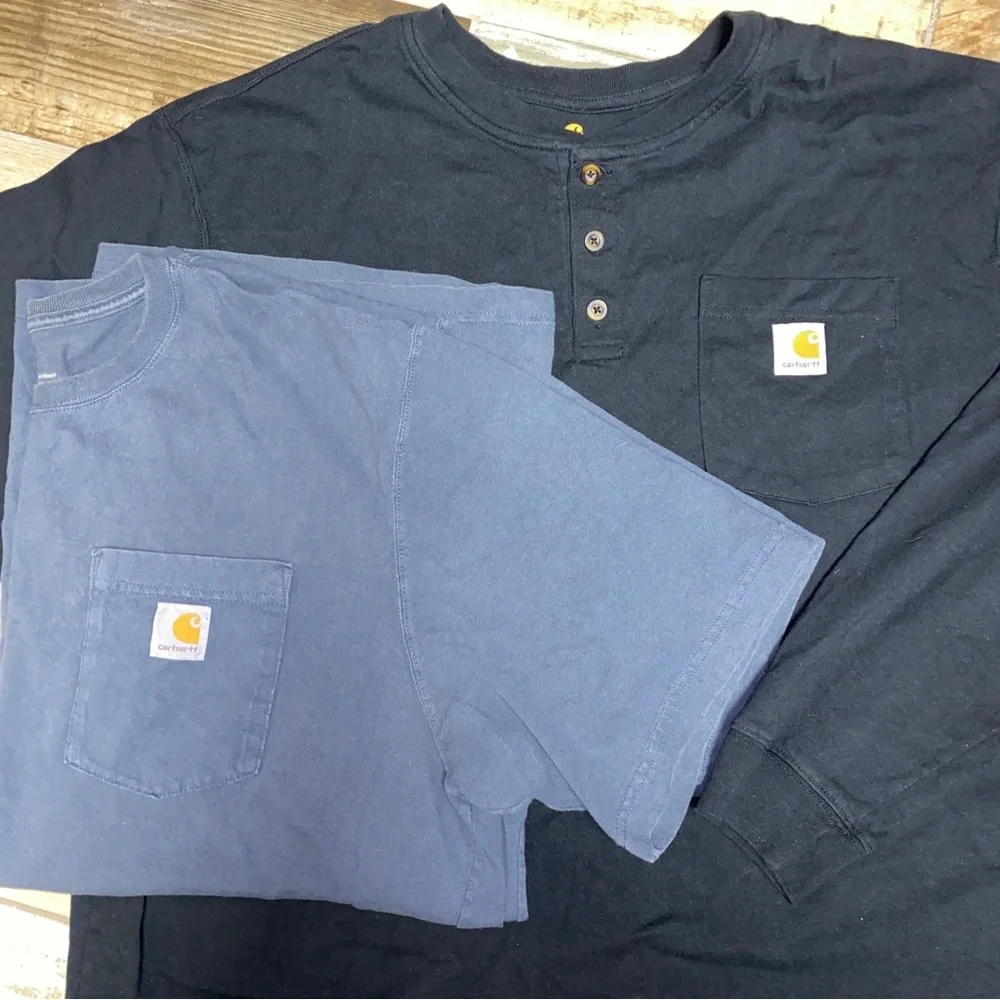 Carhartt Pocket Shirts Mens XL Black Gray Henley Work Trendy Outdoor (Lot Of 2)